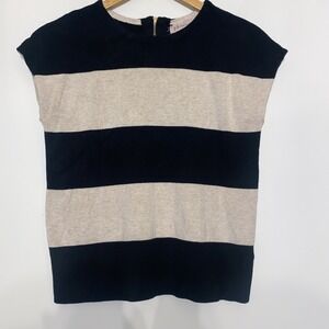 Philosophy Colorblock Sleeveless Knit Top Women's Medium Black Beige Back Zip